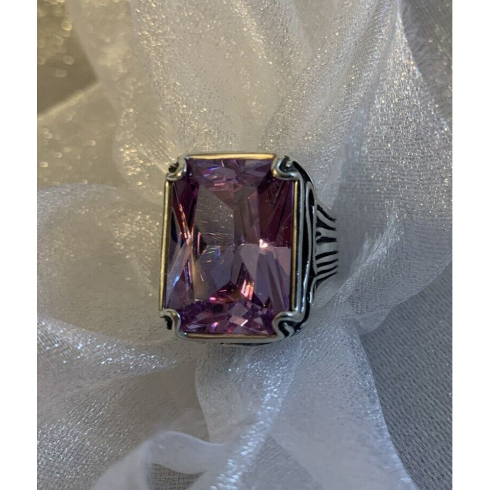 Silpada Sterling Silver "Lavender Fields" 10ct Purple Statement Ring R2001 Sz: 6